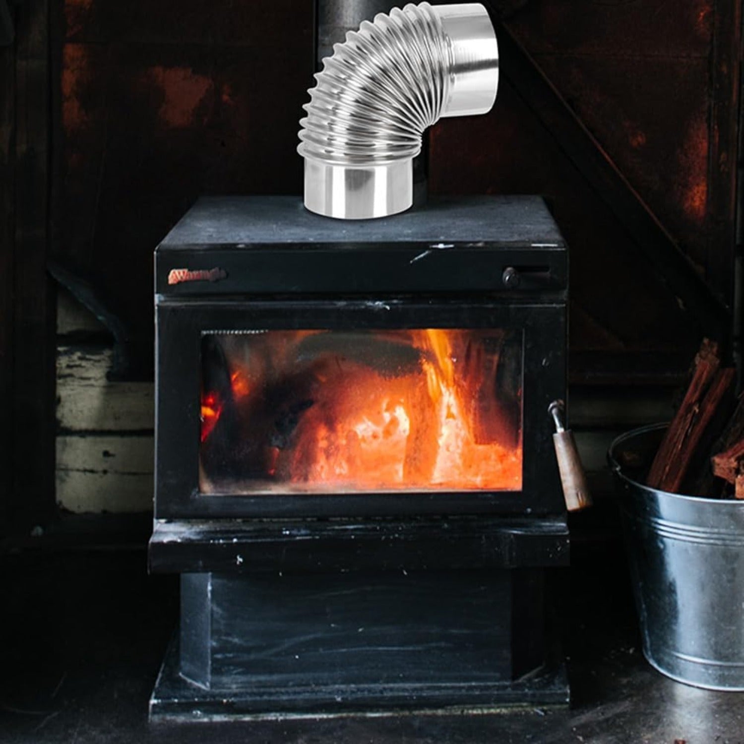 Stainless Steel Stove Pipe Elbow Extension 90 Degree Chimney Flue for Outdoor Stove