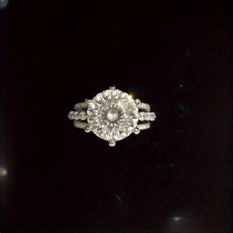 5 Carat Moissanite Ring Sterling Silver 18K Gold Plated Past Flowers Engagement Wedding