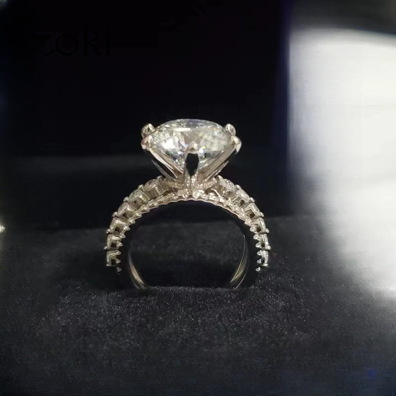 5 Karat Moissanite uzuk Sterling kumush 18K oltin qoplamali o'tgan gullar bilan to'y va taklif uchun