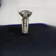 5 Carat Moissanite Ring Sterling Silver 18K Gold Plated Past Flowers Engagement Wedding