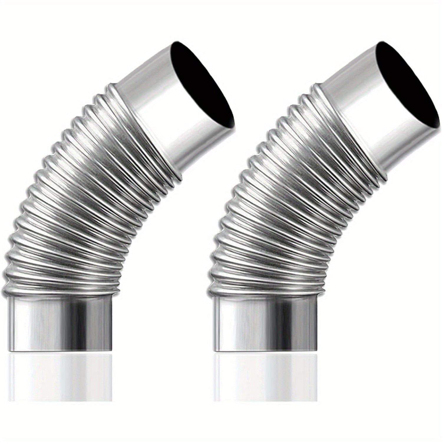 Two Pieces 45-Degree Stainless Steel Elbow Pipes for Outdoor Camping Wood Stove 7.49cm