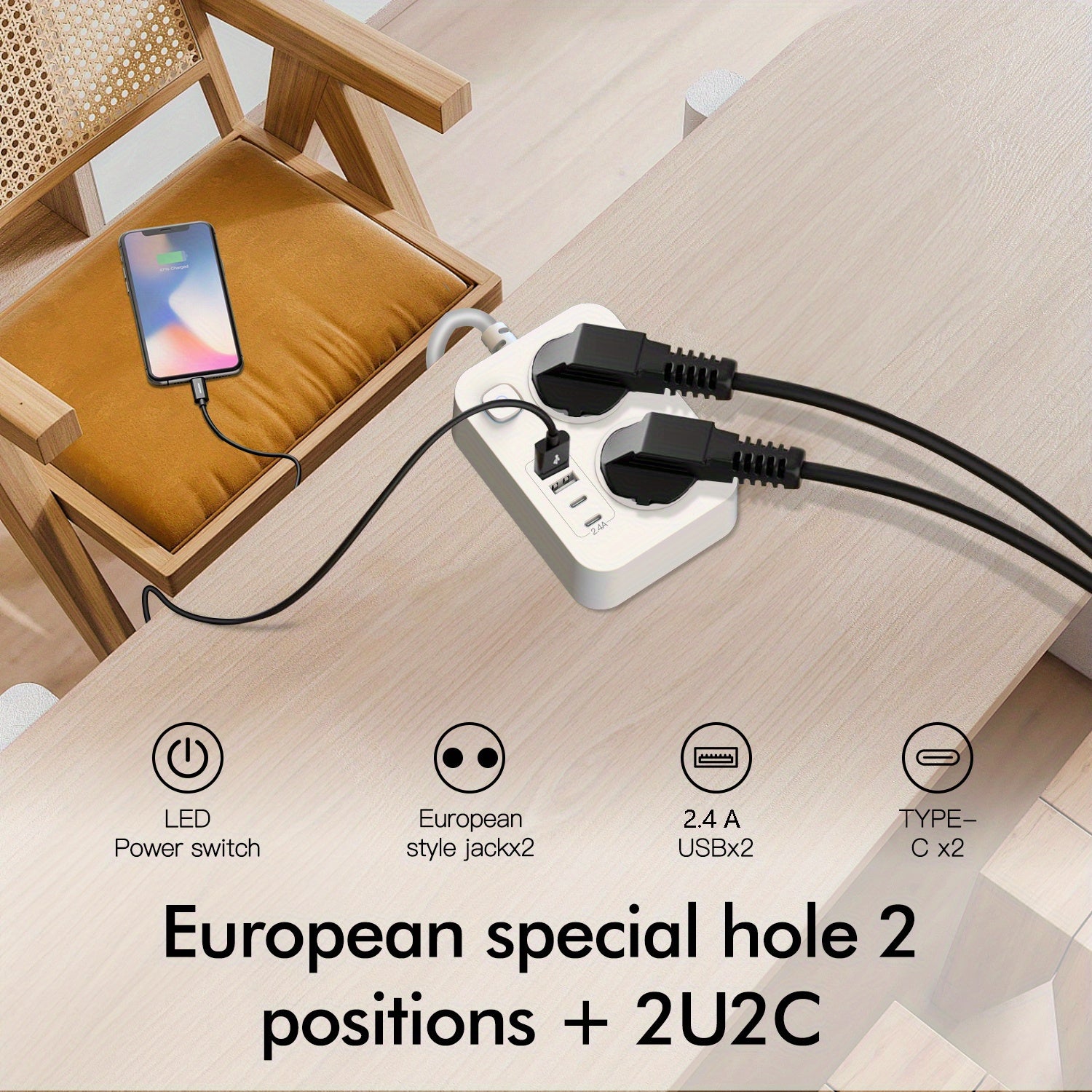 EU Smart Plug Socket for Hair Care and Beauty Tools 220V No Battery Control