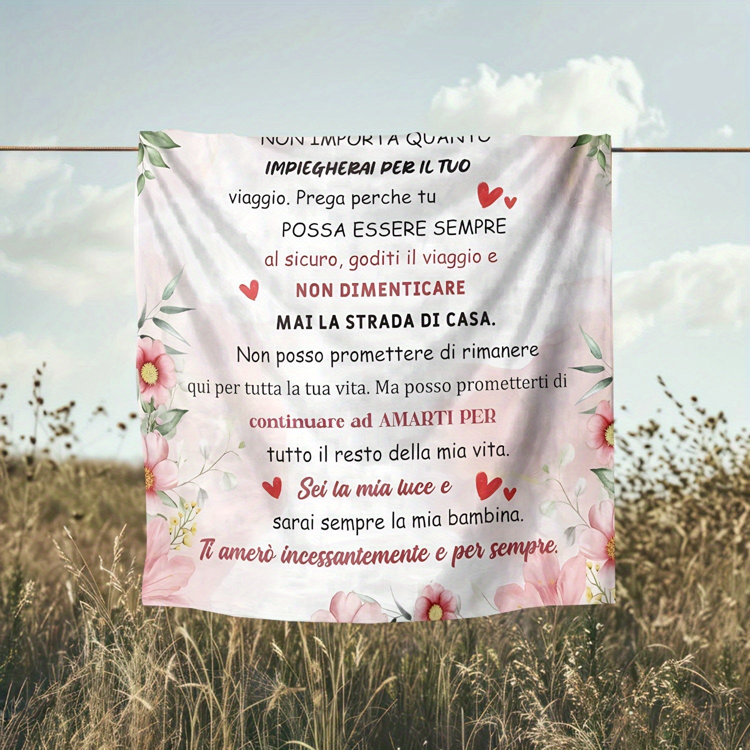 Women’s Cozy Flannel Fleece Throw Blanket with Inspirational Quote in Lodge Style All-Season Knitted Polyester for Daughter