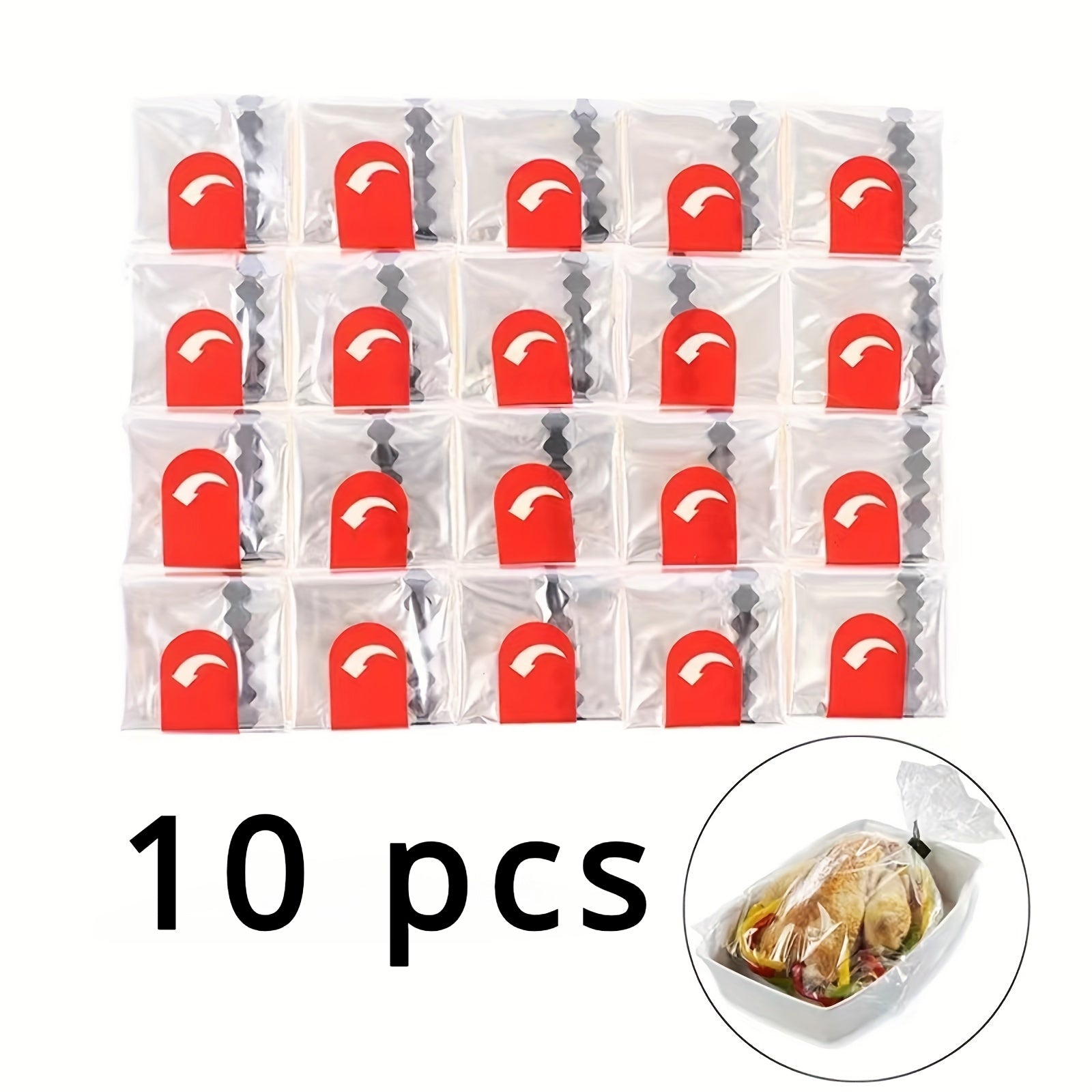 10-Pack PET Oven Bags for Cooking Meat Fish Vegetables Microwave Safe Heat-Resistant