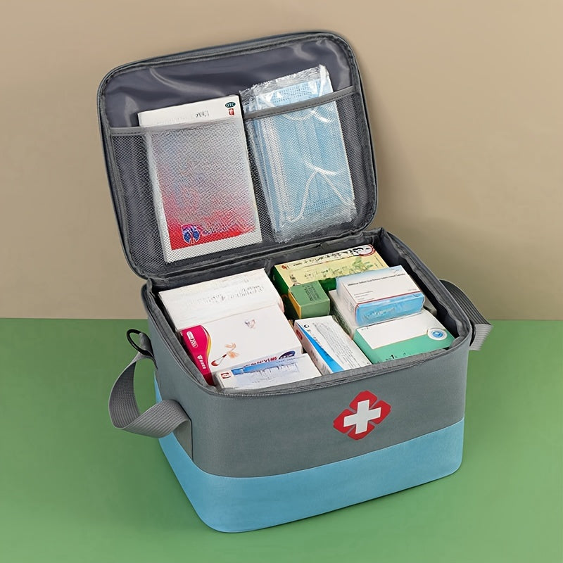 Keng dori saqlash sumkasi tutqichlar bilan - dori-darmonlar, gigiena vositalari va ofis jihozlari uchun qulay uy organizatori - yotoqxona, hammom, ofis va harakatda foydalanish uchun mukammal