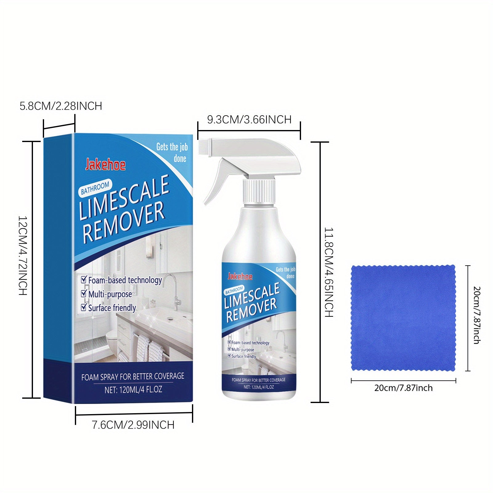 Koʻchadan tozalash uchun 120ml pufakchali hammom uchun kalsiy tozalovchi, dush va oshxona keramika sathlari uchun