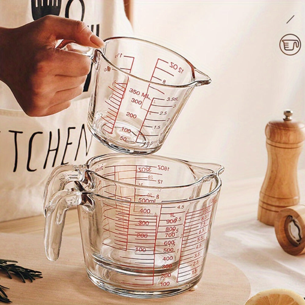 Heat-Resistant Glass Measuring Cup Set 300ml 500ml 1000ml Microwave Safe Kitchen