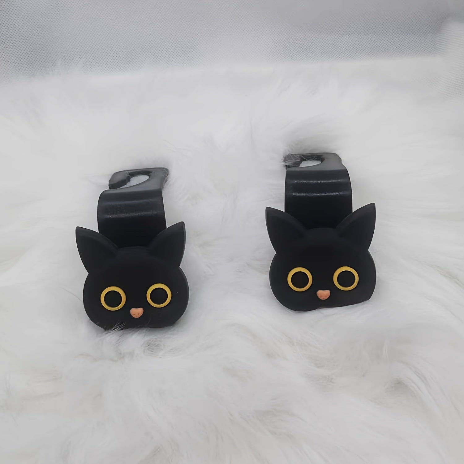 2-Pack Cute 3D Cartoon Cat Car Headrest Hooks Universal Vehicle Organizer Durable Material