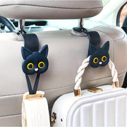 2-Pack Cute 3D Cartoon Cat Car Headrest Hooks Universal Vehicle Organizer Durable Material