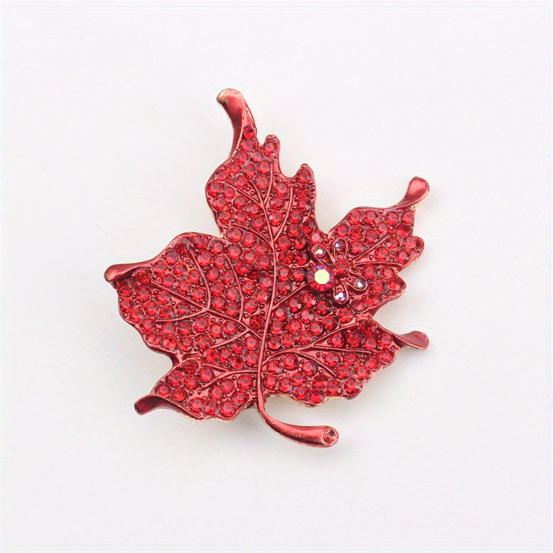 Антикварная брошь с кленовым листом и стразами для пальто и курток