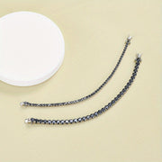 Black Moissanite Tennis Bracelet for Women 0.1/0.5ct Round Cut Silver Jewelry