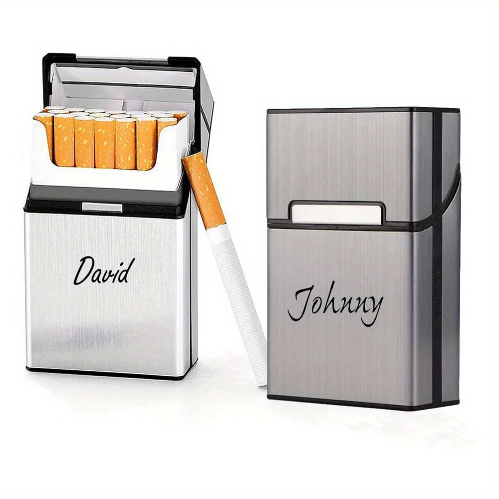 Men's Personalized Laser Engraved Metal Cigarette Case Gift Set for Boyfriend or Partner