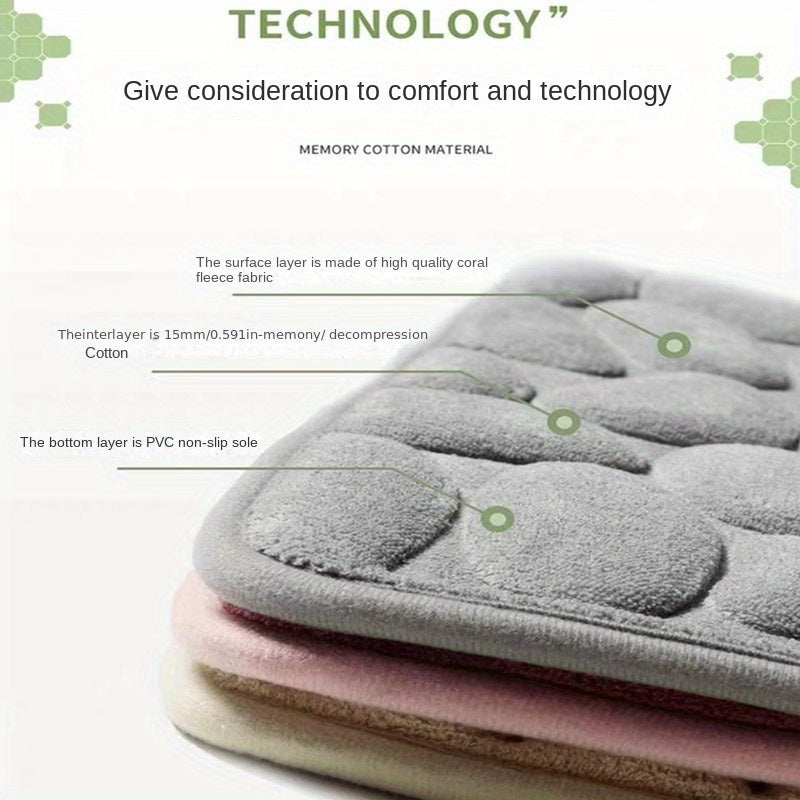 Poliester tosh bilan bosilgan gilam to'plami, yopishqoqsiz hammom va eshik matolari bilan