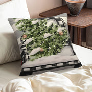 Christmas Pillow Cover 45x45cm Linen Holiday Decor with Christmas Tree Snowman Truck