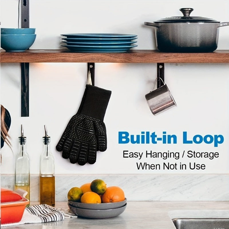 Silicone BBQ Gloves Heat-Resistant Non-Slip for Grilling Baking Camping