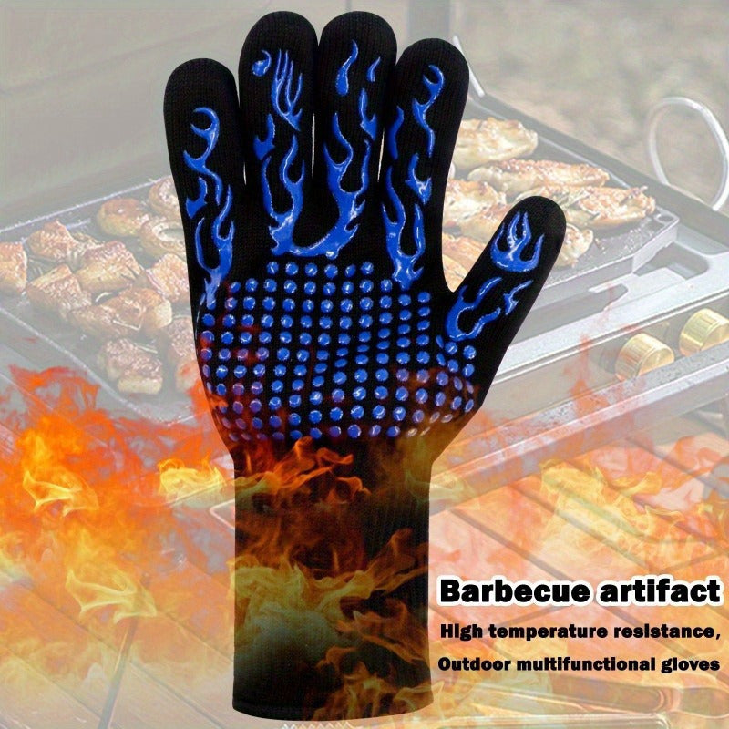 Silicone BBQ Gloves Heat-Resistant Non-Slip for Grilling Baking Camping
