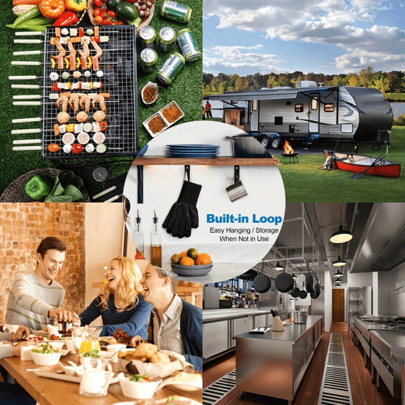 Silicone BBQ Gloves Heat-Resistant Non-Slip for Grilling Baking Camping