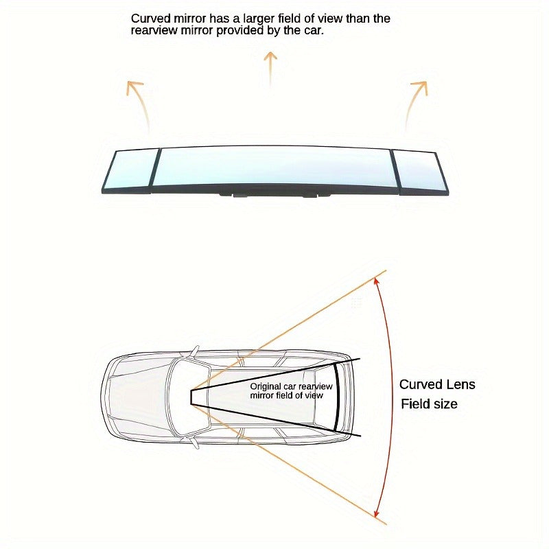 Wide-Angle Convex Car Rear View Mirror Clip-On Seamless Curved Design