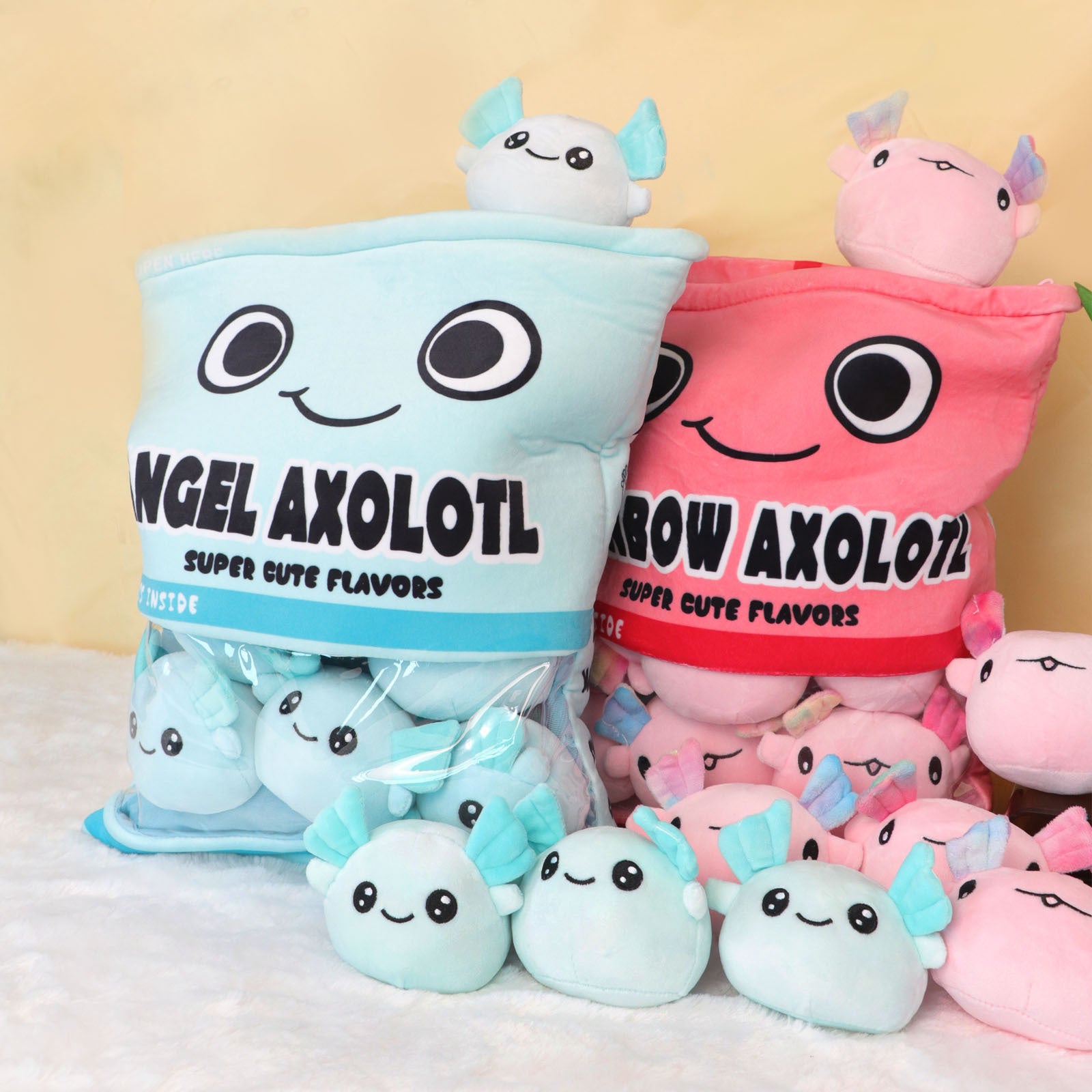 Juego de 6 pequeños peluches y 1 almohada linda para decoración infantil en casa y fiestas