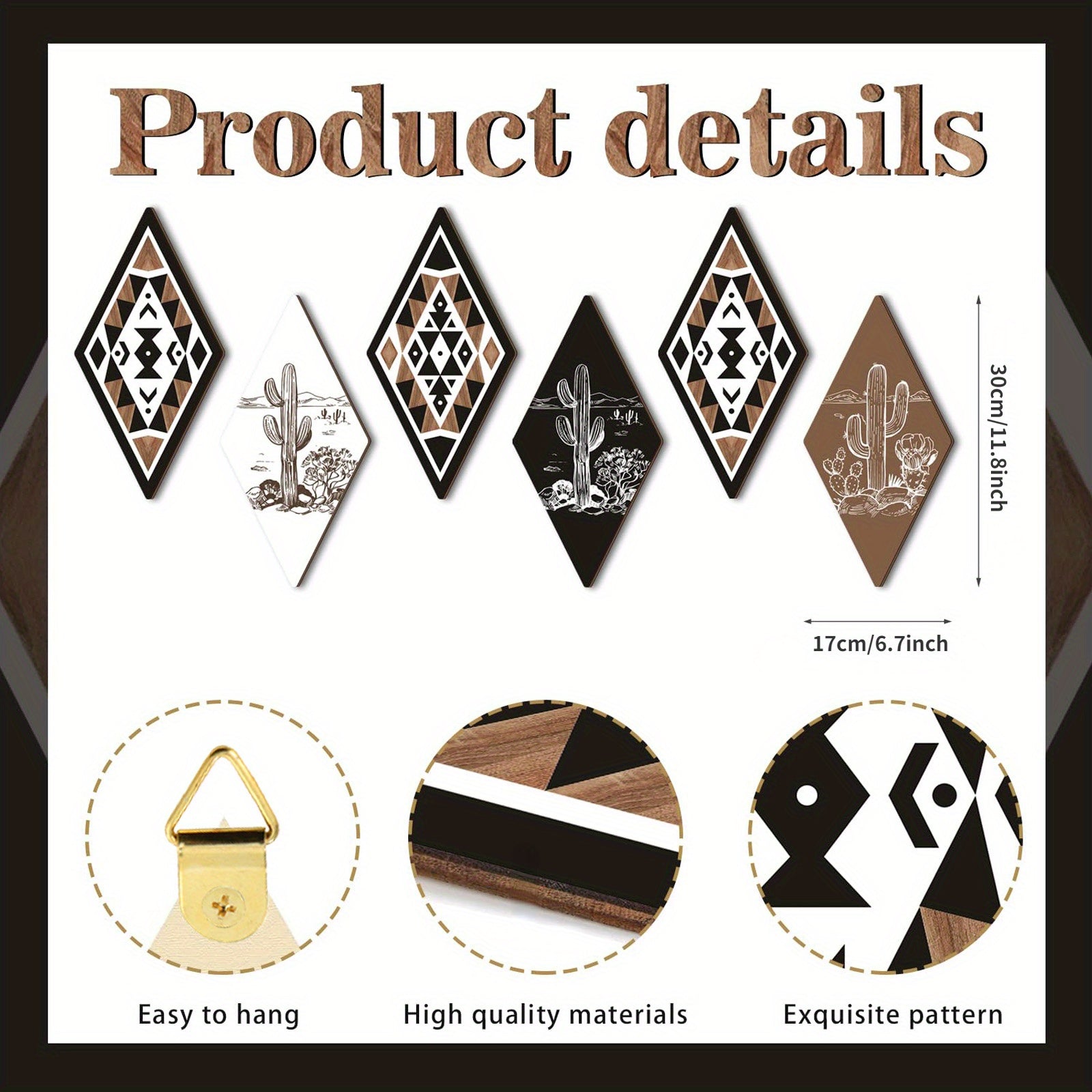 Набор из 6 предметов настенного искусства кактуса для ванной и домашнего декора, идеально подходит для гостиной и спальни, прекрасно подходит для различных случаев, включая Хэллоуин, Рождество, День благодарения, День матери и День отца.