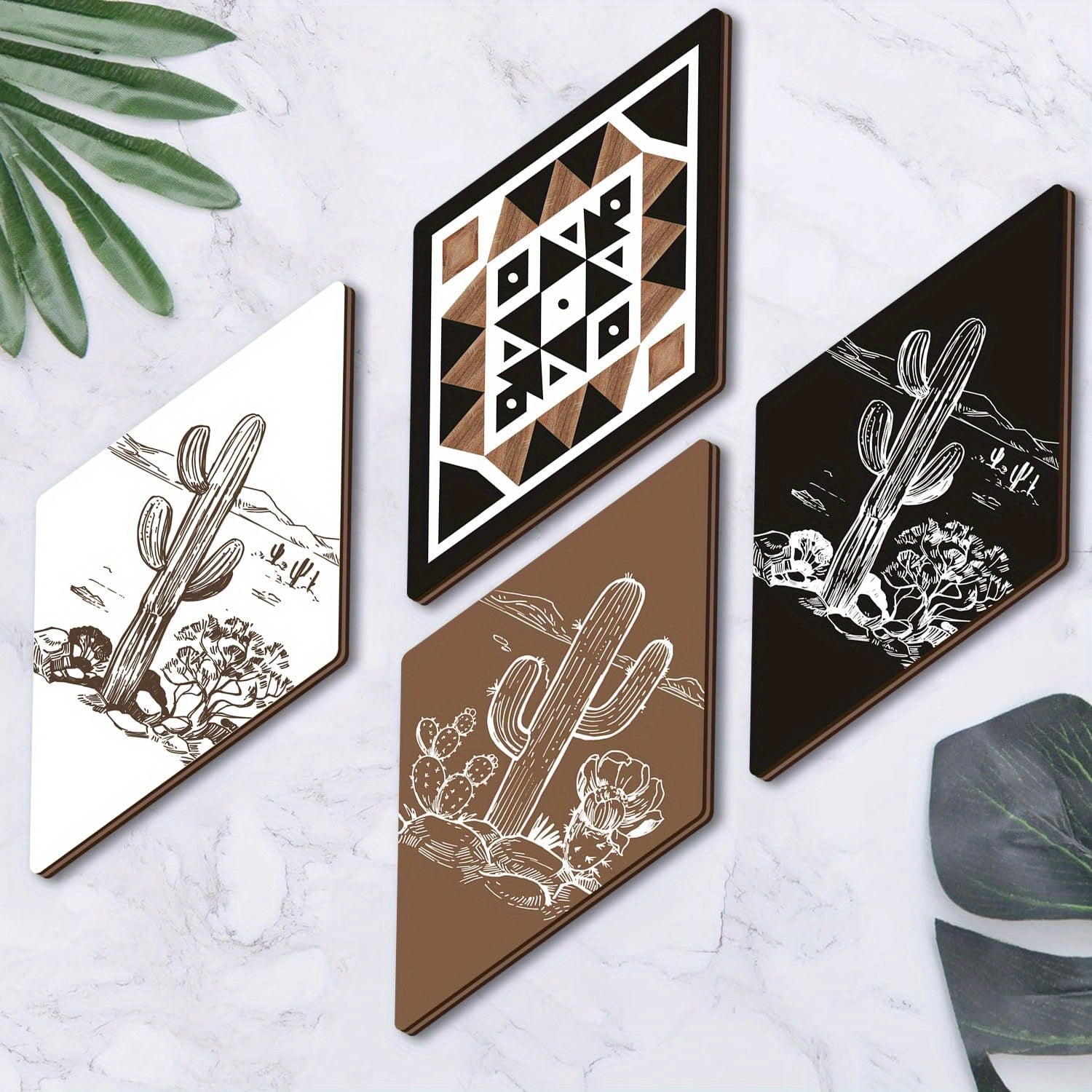 Набор из 6 предметов настенного искусства кактуса для ванной и домашнего декора, идеально подходит для гостиной и спальни, прекрасно подходит для различных случаев, включая Хэллоуин, Рождество, День благодарения, День матери и День отца.