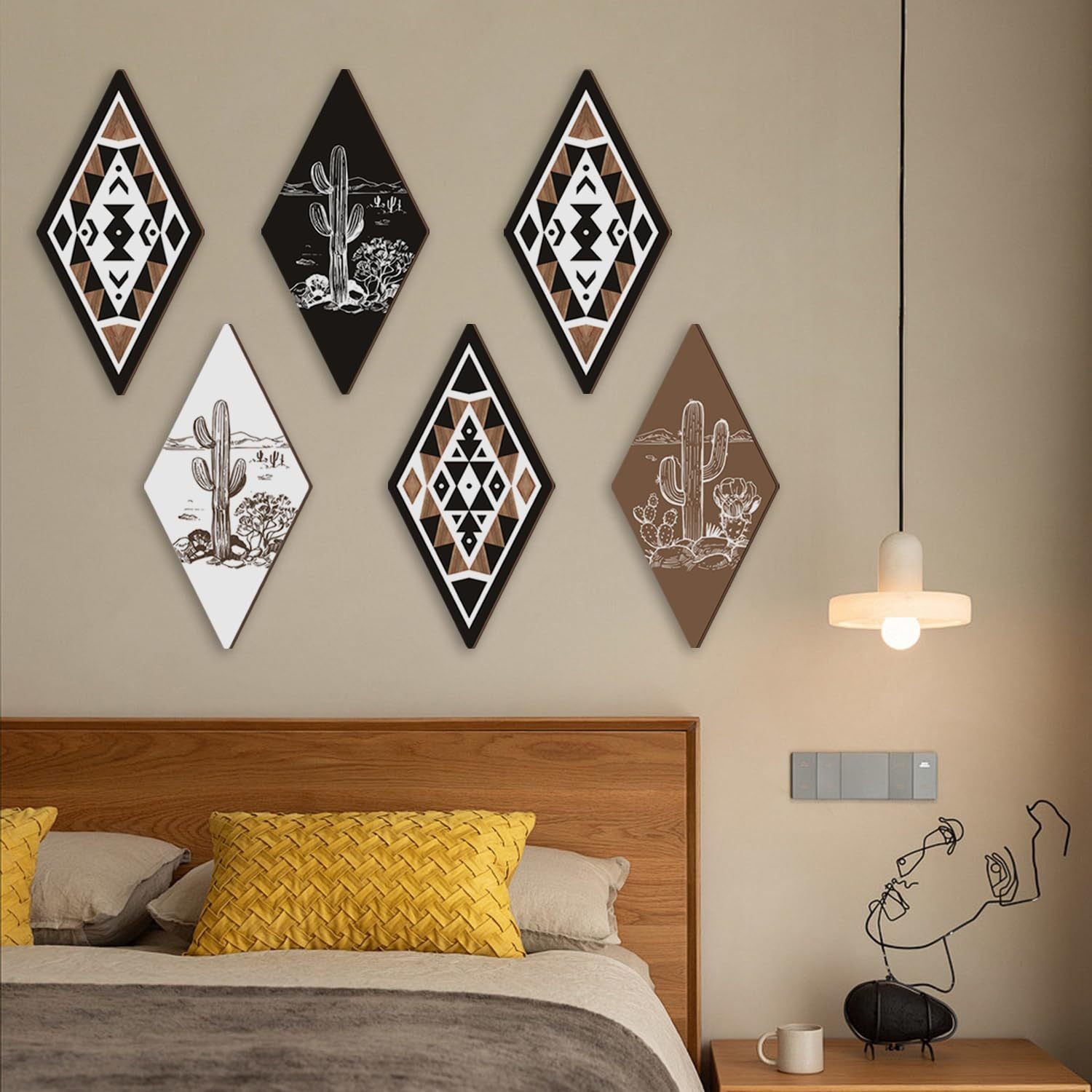 6-Piece Cactus Wall Art Set for Living Room and Bedroom Decor