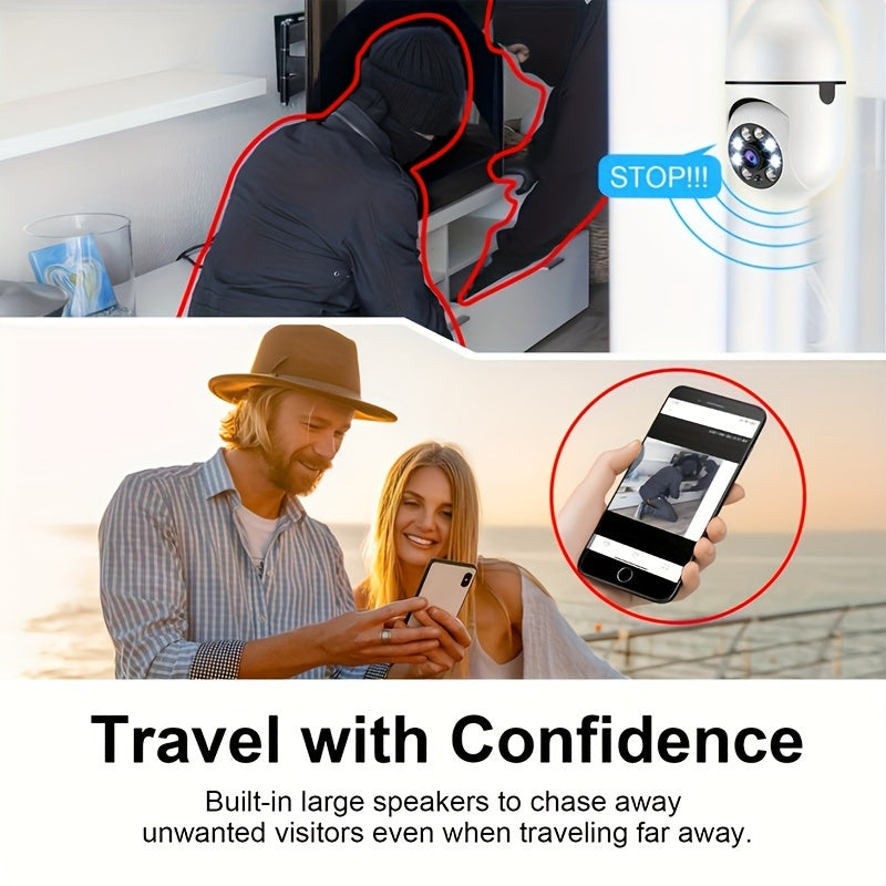 Cámara de seguridad PTZ WiFi para interior y exterior en 1080P con seguimiento de movimiento y compatibilidad con smartphone