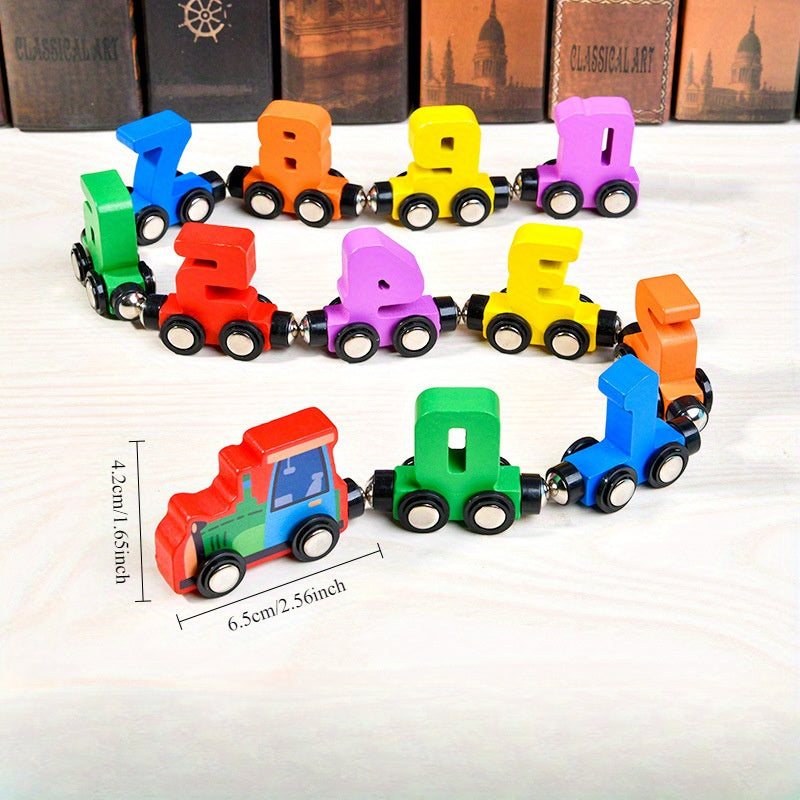 Wooden Magnetic Train Car Puzzle Toy for Toddler Learning and Play