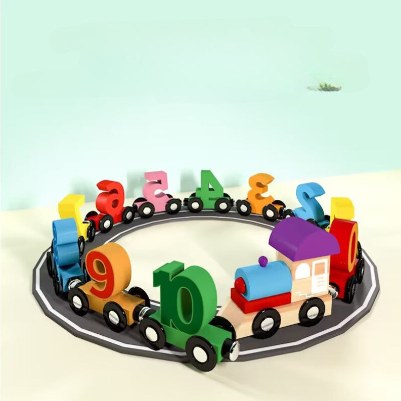 Wooden Magnetic Train Car Puzzle Toy for Toddler Learning and Play