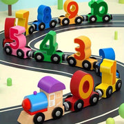 Wooden Magnetic Train Car Puzzle Toy for Toddler Learning and Play