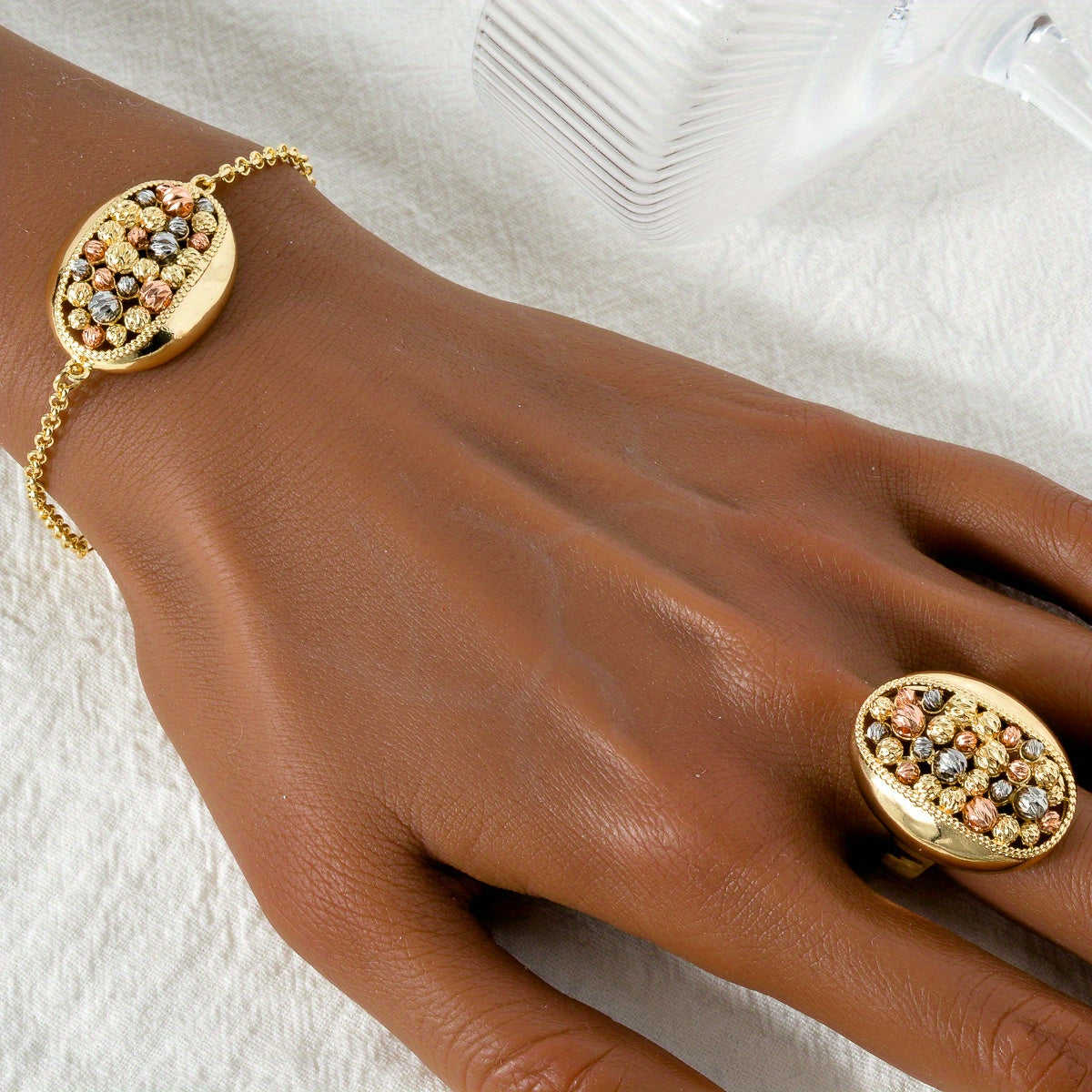 Hind uslubidagi zargarlik to'plami, uzuk, taqinchoq, bilaguzuk, taqinchoq, marjon, to'ylar, partiyalar va tug'ilgan kunlar uchun