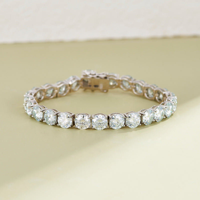 Vintage Tennis Bracelet 18K Gold Plated Silver Moissanite Round Cut Jewelry for Women