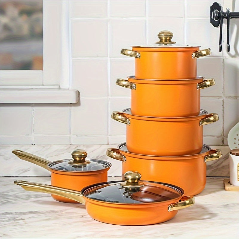 Stainless Steel Cookware Set with Non-Stick Fry Pan Stockpot and Milk Pan