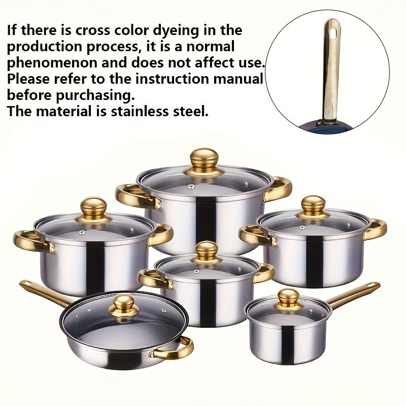 Набор посуды из нержавеющей стали - 1 набор включает сковороду с антипригарным покрытием, кастрюлю и молочник с крышкой - необходимые кухонные принадлежности