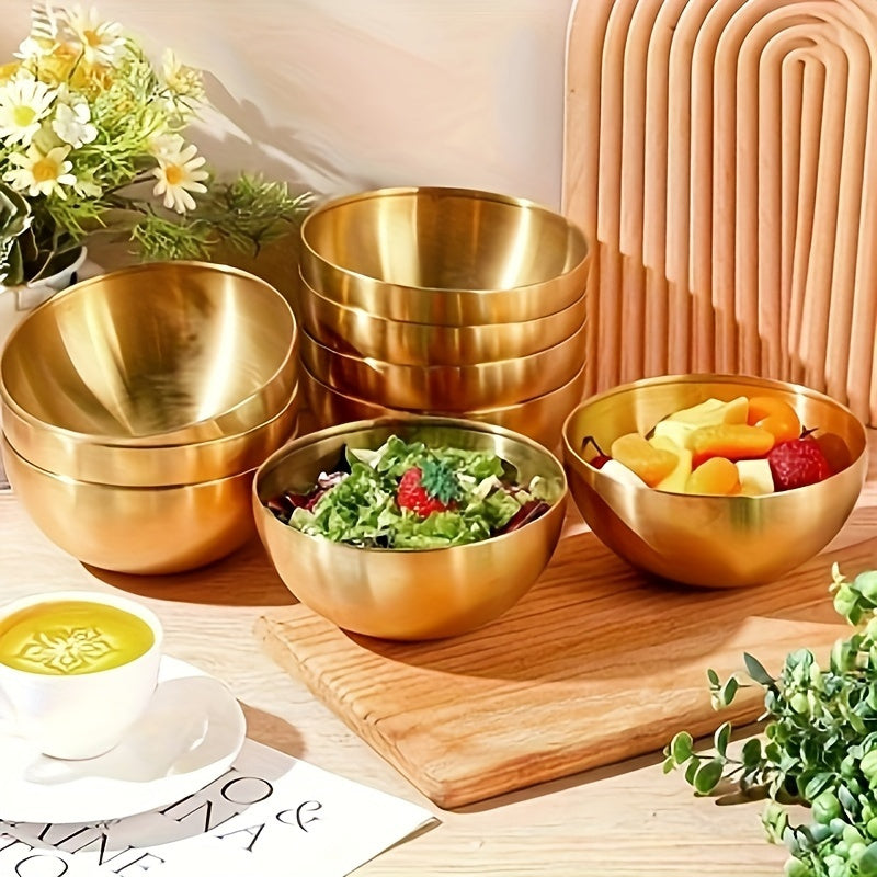 4-Piece Stainless Steel Salad Bowls Set Rust-Resistant Kitchen Serveware Fruits Noodles Baking