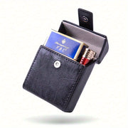Estuche de cuero PU para cigarrillos con mechero, 20 cigarrillos, tapa abatible