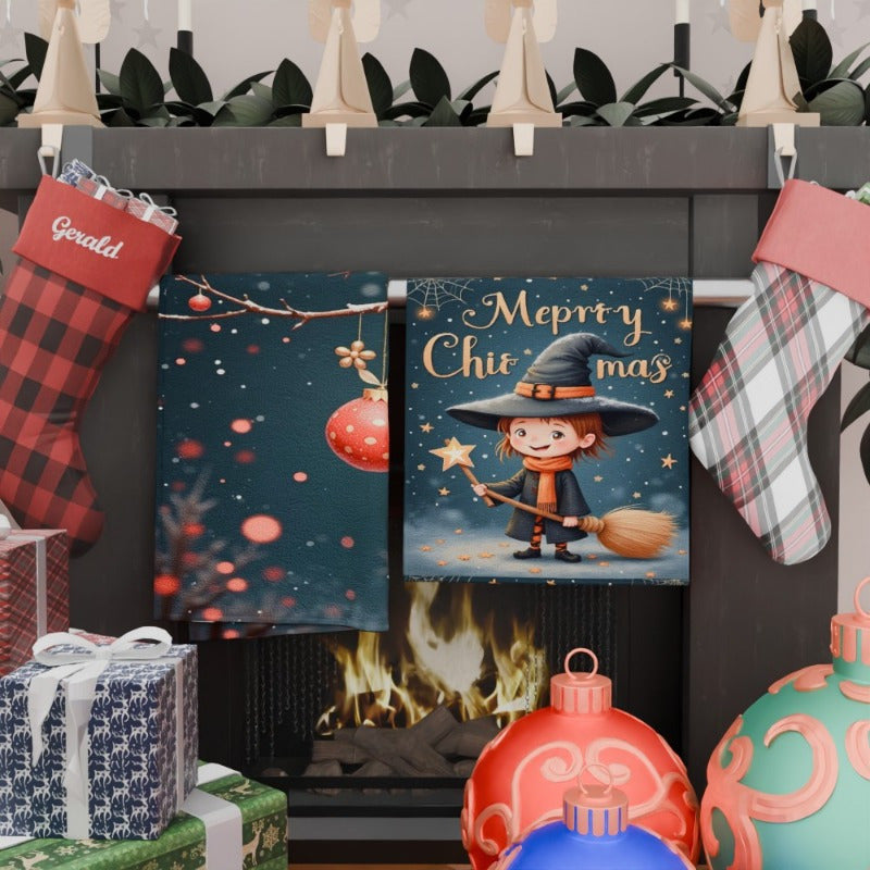 Set of 2 Christmas Kitchen Towels 18x66cm Holiday Decor Reusable