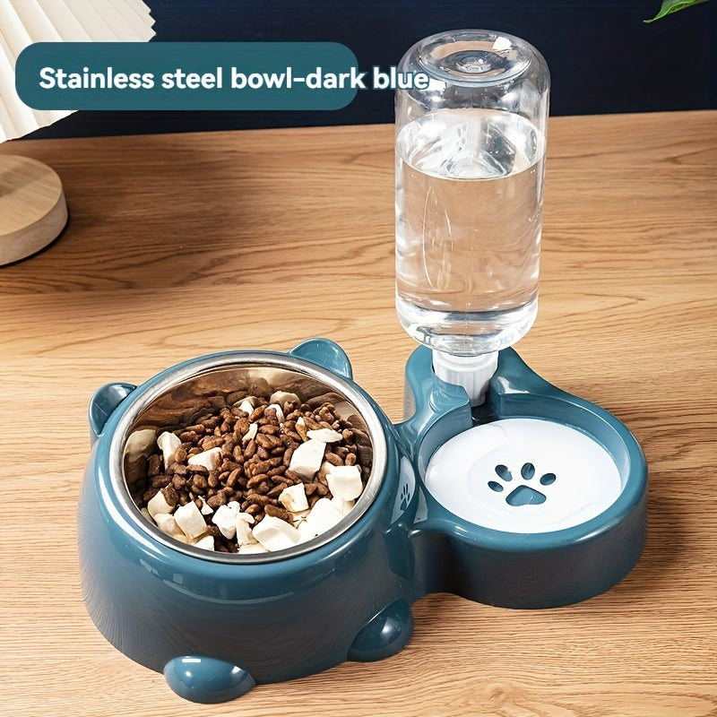 Automatic 2-in-1 Pet Feeder with Non-Slip Stainless Steel Bowl for Cats and Dogs