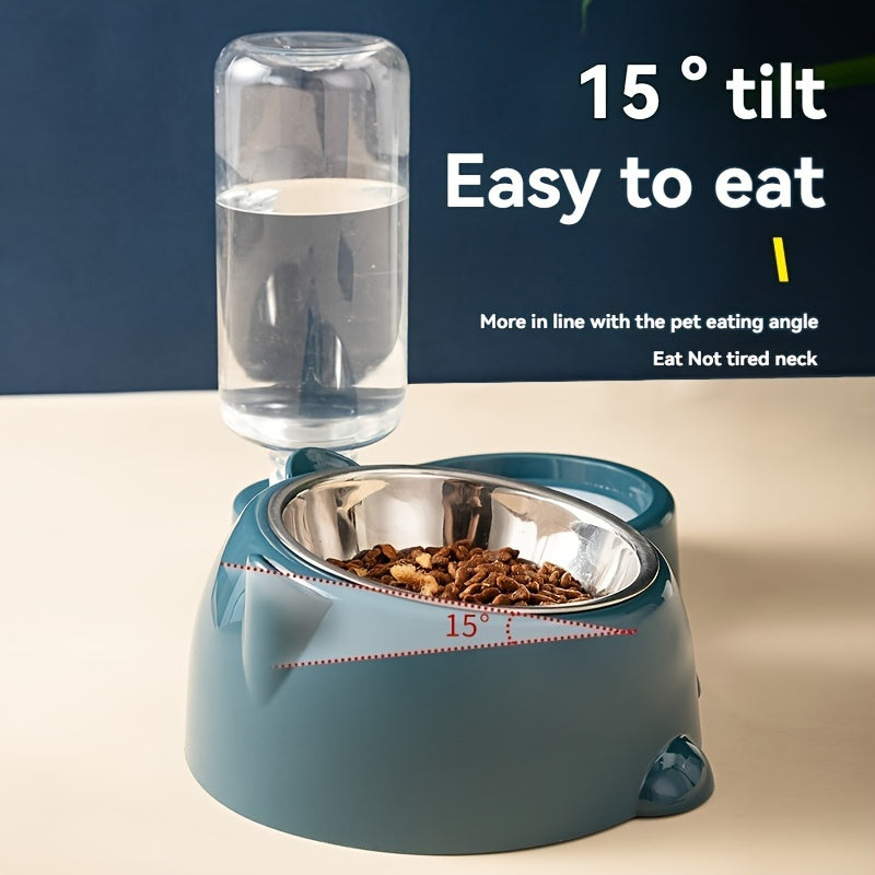Automatic 2-in-1 Pet Feeder with Non-Slip Stainless Steel Bowl for Cats and Dogs