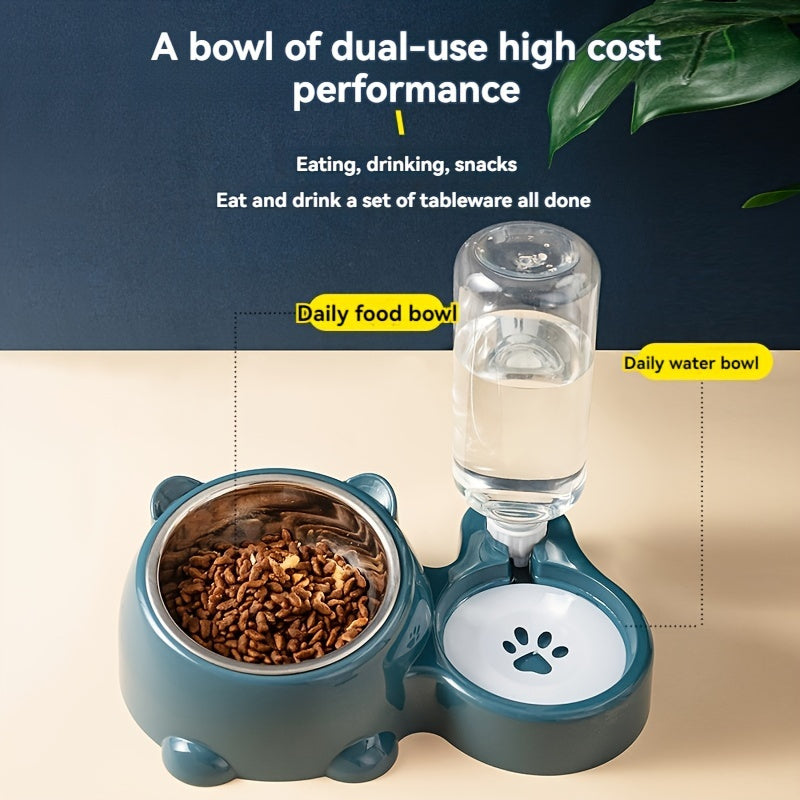 Automatic 2-in-1 Pet Feeder with Non-Slip Stainless Steel Bowl for Cats and Dogs