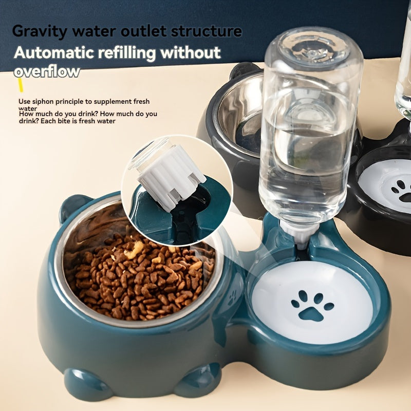 Automatic 2-in-1 Pet Feeder with Non-Slip Stainless Steel Bowl for Cats and Dogs