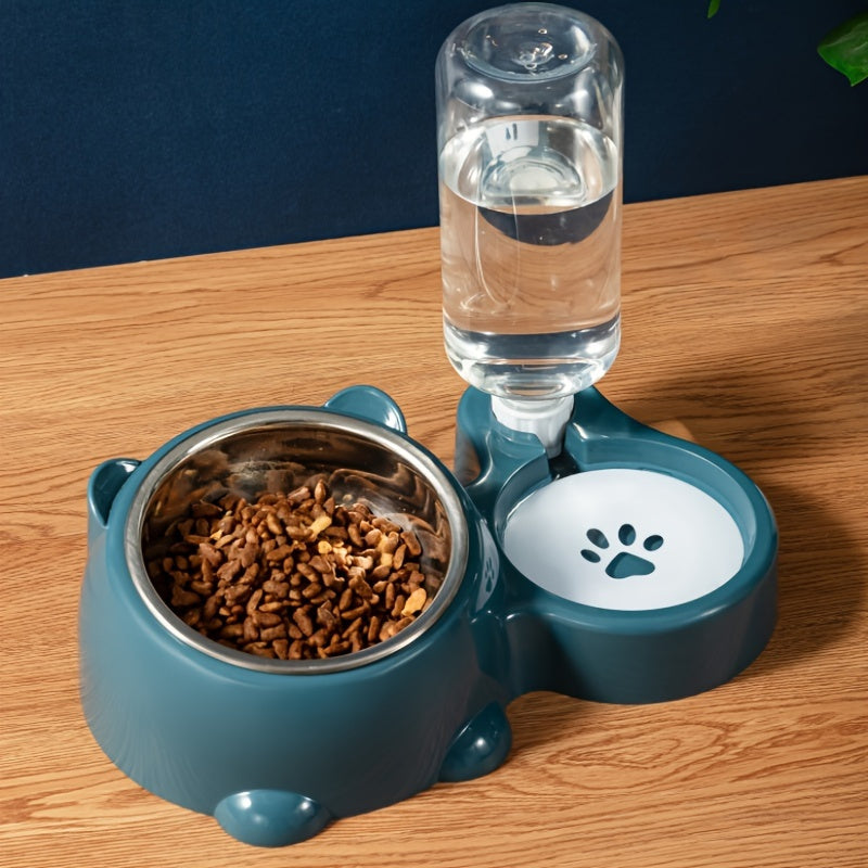 Automatic 2-in-1 Pet Feeder with Non-Slip Stainless Steel Bowl for Cats and Dogs