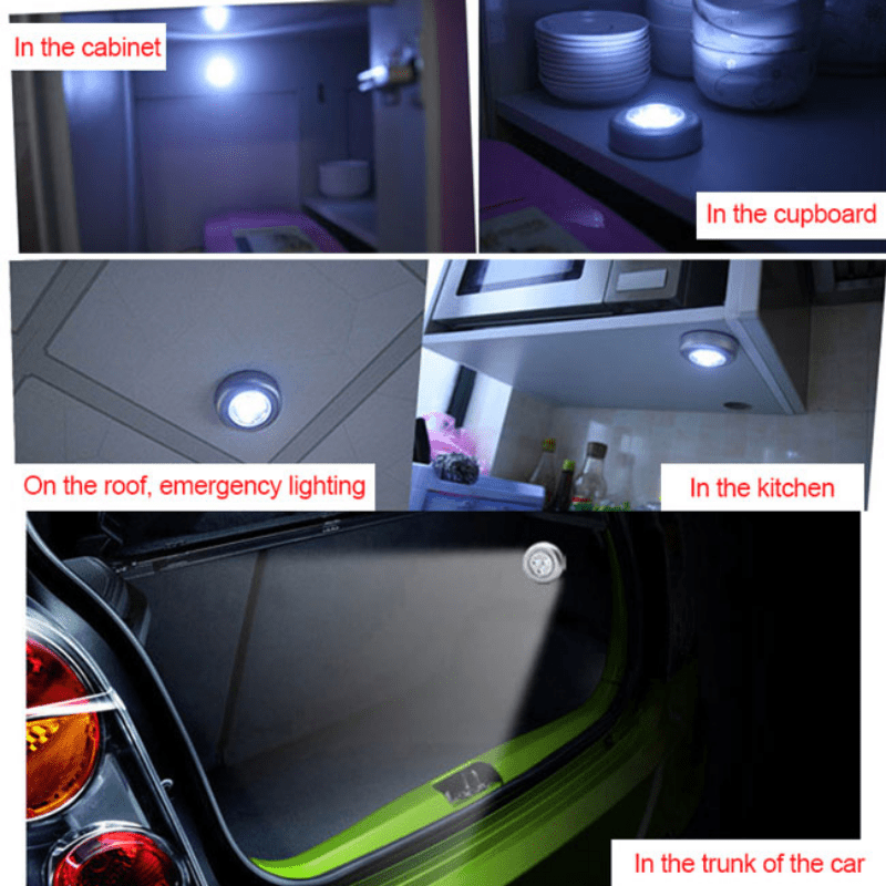 Smart LED Touch Sensor Night Light Cordless Battery-Powered Stick-On Cabinet Light for Kitchen Bathroom Bedroom