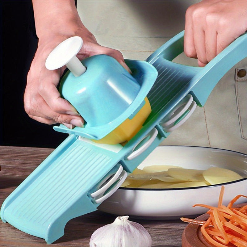 7-Piece Stainless Steel Vegetable Chopper Set, Manual Food Processor for Slicing and Dicing