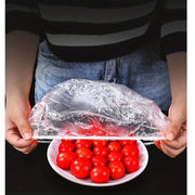 Disposable Plastic Food Storage Covers with Elastic Ties, Reusable Sealable Lids for Bowls and Containers
