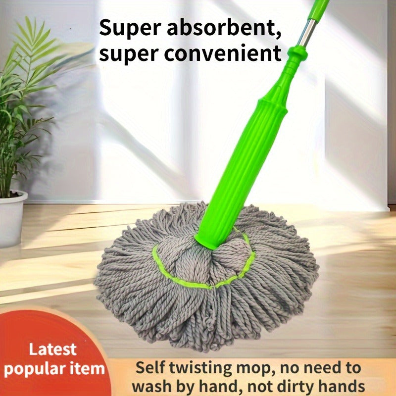 Spin Mop Head for Wet and Dry Cleaning, Easy-Wring, Kitchen and Bathroom Use