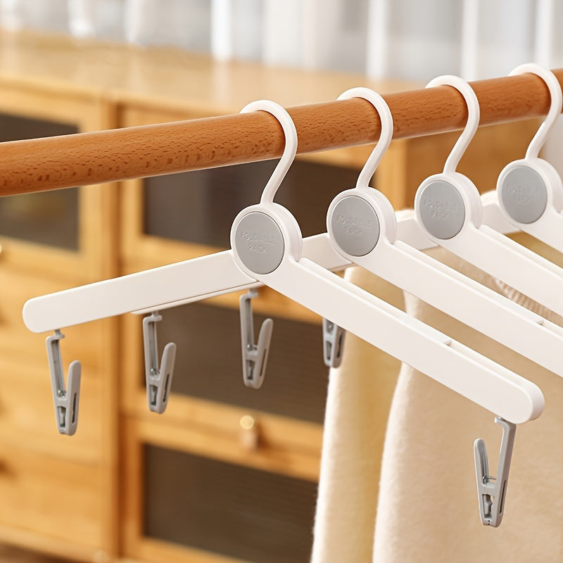 Set of 1 or 3 Portable Folding Plastic Clothes Hangers with Clips for Travel and Dorm
