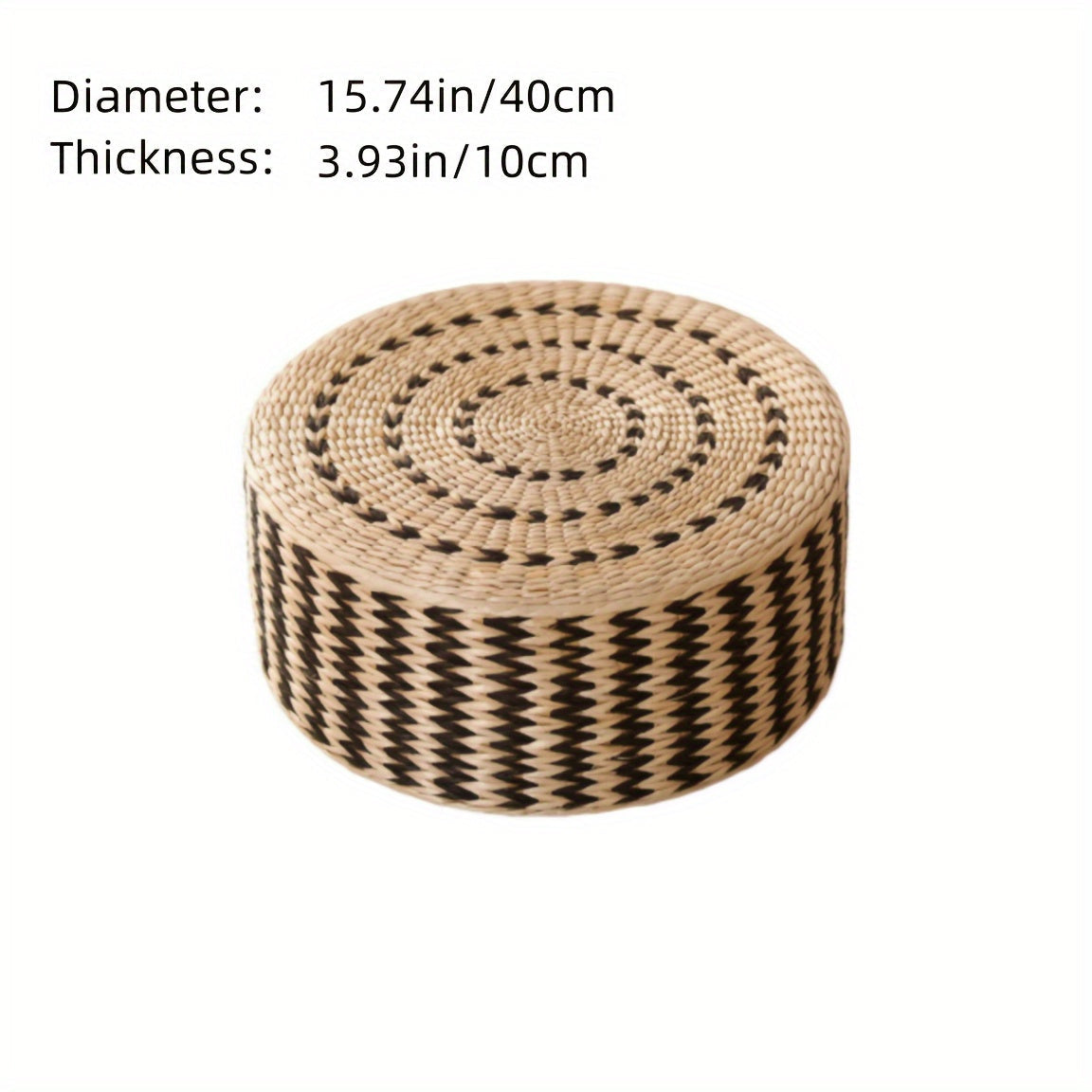 Circular Woven Pouf Floor Pillow for Meditation and Yoga Dandelion Pattern