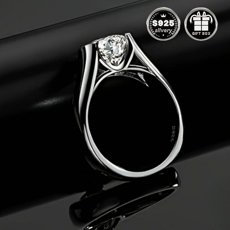 Sterling Silver Ring 3 Carat Cubic Zirconia Engagement Wedding Anniversary Jewelry