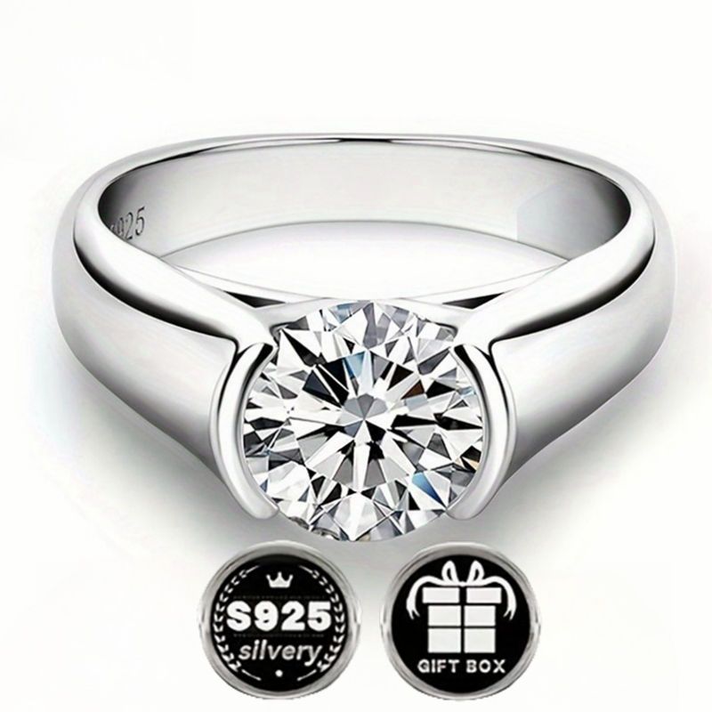 Sterling Silver Ring 3 Carat Cubic Zirconia Engagement Wedding Anniversary Jewelry